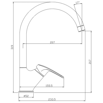 Смеситель Rossinka RS45-23 для кухни с поворотным изливом