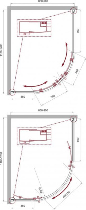 Душевой уголок BelBagno UNO-195-RH-2-100/80-C-Cr