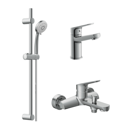 Комплект 3 в 1: смеситель для раковины и ванны FLAVIS + VIBE Комплект 3 в 1: смеситель для раковины и ванны FLAVIS + VIBE