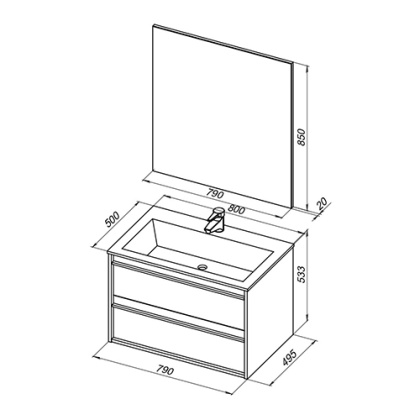 Мебель для ванной Aquanet Lino 80 Дуб Веллингтон