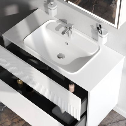 База под раковину, 2 ящика, 100 см, белый матовый M8FFUX1002WM