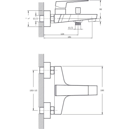 Смеситель для ванны с коротким изливом RUSH Thira (TR3635-44)
