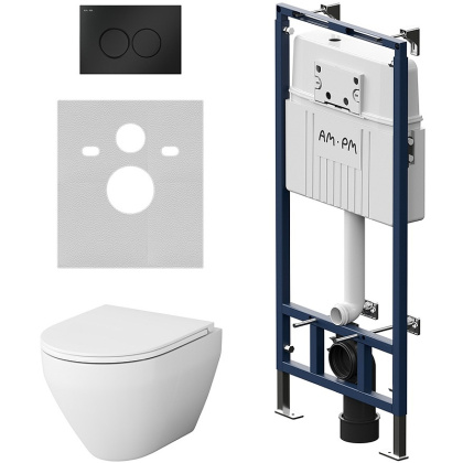 IS100138.701700 Инсталляция MasterFit с клавишей L черн мат с подвесным унитазом Spirit V2.0 FlashClean с сид м