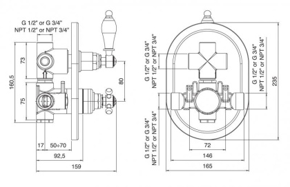 VENEZIA-VDIM2-T-01-Bi Встраиваемый термостатический смеситель на 2 выхода,с девиатором Исполнение: Хром, Ручки: Белая  VENEZIA-VDIM2-T-01-Bi Встраиваемый термостатический смеситель на 2 выхода,с девиатором Исполнение: Хром, Ручки: Белая