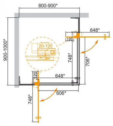 Душевой уголок Cezares SLIDER-AH-2-70/80-90/100-BR-NERO стекло бронзовое, профиль черный матовый Душевой уголок Cezares SLIDER-AH-2-70/80-90/100-BR-NERO стекло бронзовое, профиль черный матовый