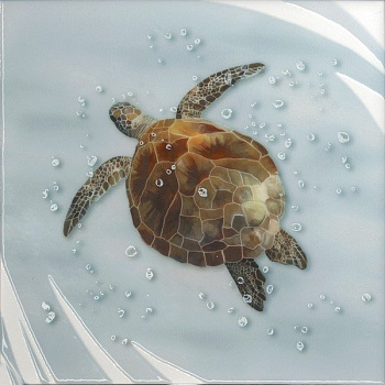 Декор VT\A452\5009 Чудо-озеро 2 белый, голубой (20см*20см*6,9мм) (10шт/0,4м2) Черепаха, шт