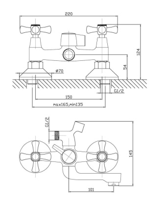 Смеситель для ванны/душа Orange Classic M71-212cr с душевым набором