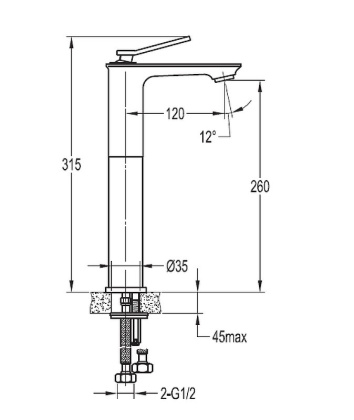 CITY-F-LC-01-W0 Смеситель для накладных раковин без донного клапана