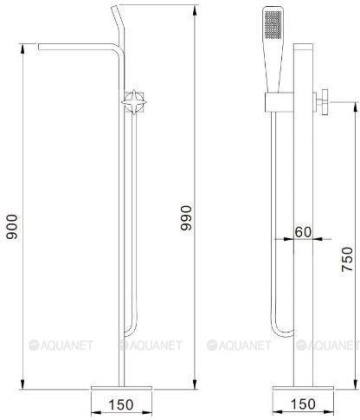 Смеситель для ванны с душем Aquanet JA-5002 Смеситель для ванны с душем Aquanet JA-5002