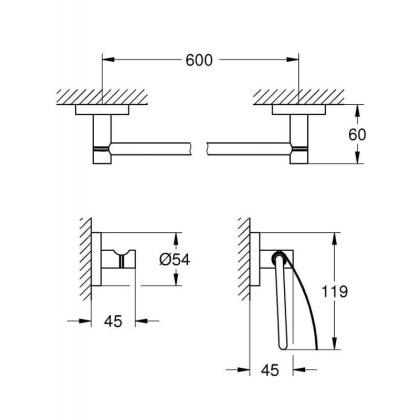 Набор аксессуаров GROHE Essentials (3 предмета), хром (40775001)
