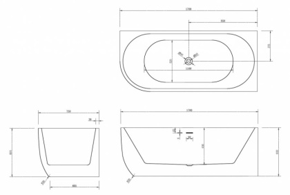 Акриловая ванна Abber 170х75 AB9315 R
