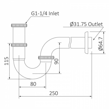 Сифон Timo 961/17L для раковины, золото матовое