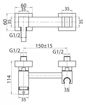 CZR-DA4-01 Смеситель для душа и гигиенического душа с держателем, хром