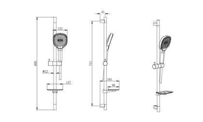 Душевой гарнитур 3jet 73см AQUATEK AQ2021CR  Душевой гарнитур 3jet 73см AQUATEK AQ2021CR
