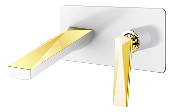 Смеситель для умывальника из стены БЕЛЫЙ+ЗОЛОТО Смеситель для умывальника из стены БЕЛЫЙ+ЗОЛОТО
