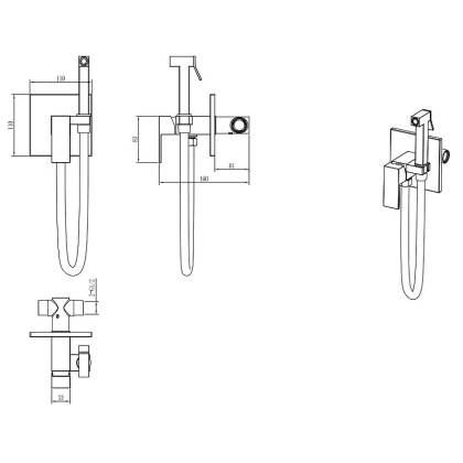 Смеситель гигиенический Qubic Shinny Gun Metal