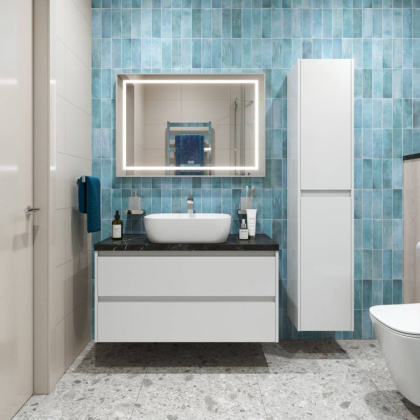 Тумба с раковиной подвесная BelBagno KRAFT 100 Rovere Nebrasca Nature, раковина белая Тумба с раковиной подвесная BelBagno KRAFT 100 Rovere Nebrasca Nature, раковина белая