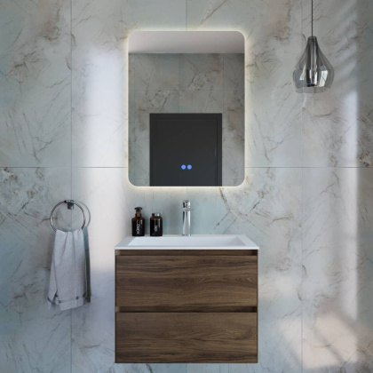 База под раковину Luka 600 подвесная, 2 выкатных ящика soft-close, С.Oak