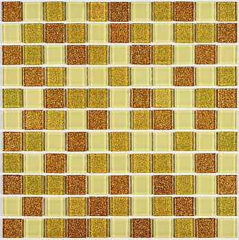 Мозаика стеклянная Shine gold (чип 4*25*25) 300*300(22шт-1.98м2), м2