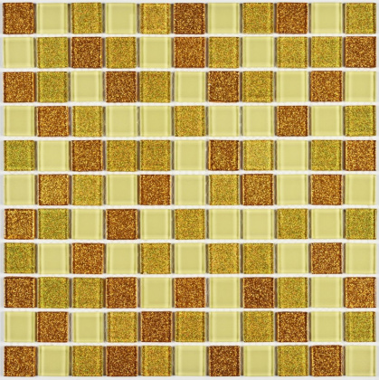 Мозаика стеклянная Shine gold (чип 4*25*25) 300*300(22шт-1.98м2), м2