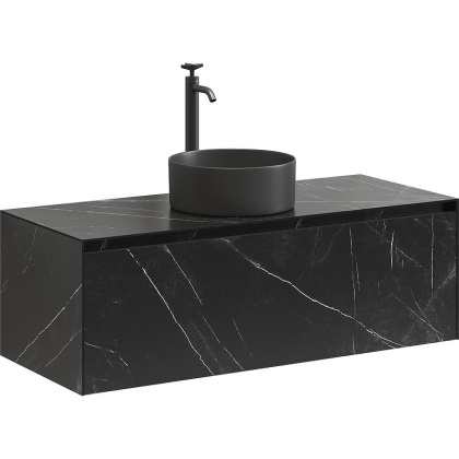 Тумба подвесная SANCOS Stone из керамогранита с одним выдвижным ящиком и столешницей из керамогранита 1200х400х495, керамогранит Nero Marquina, арт. ST120NM Тумба подвесная SANCOS Stone из керамогранита с одним выдвижным ящиком и столешницей из керамогранита 1200х400х495, керамогранит Nero Marquina, арт. ST120NM