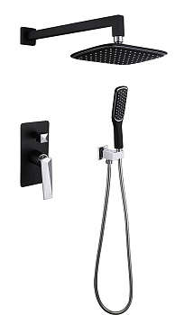 Смеситель встроенный + верхний душ + ручной душ ЧЕРНЫЙ+ХРОМ Смеситель встроенный + верхний душ + ручной душ ЧЕРНЫЙ+ХРОМ