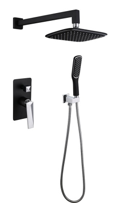 Смеситель встроенный + верхний душ + ручной душ ЧЕРНЫЙ+ХРОМ Смеситель встроенный + верхний душ + ручной душ ЧЕРНЫЙ+ХРОМ