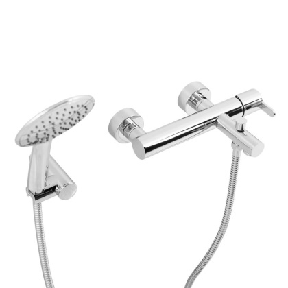 LEAF-VD-SS Смеситель для ванны и душа однорычажный в комплекте с ручным душем, шлангом и держателем Исполнение: Sunset 