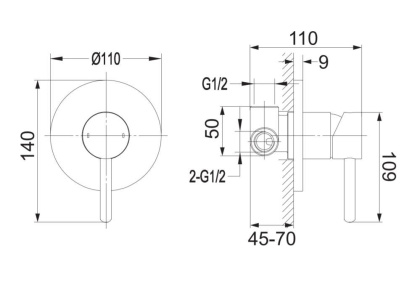 Смеситель для душа скрытого монтажа OMNIRES Y Y1245NI (никель) 