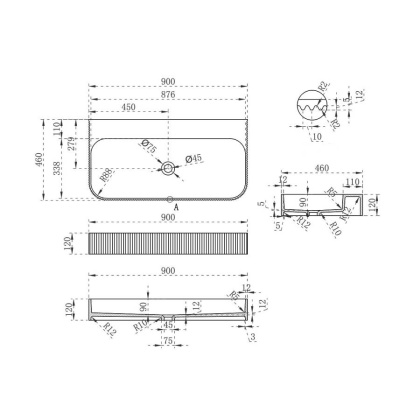Раковина из искусственного камня Vincea VWB-6SG90MW, 900*460*120, подвесная, цвет белый матовый Раковина из искусственного камня Vincea VWB-6SG90MW, 900*460*120, подвесная, цвет белый матовый