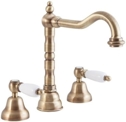 FIRST-BLS2-03/24-M Смеситель для раковины на три отверстия с донным клапаном, золото, ручки золото FIRST-BLS2-03/24-M Смеситель для раковины на три отверстия с донным клапаном, золото, ручки золото