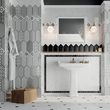 Декор 4 HGD\A483\35006 Келуш Черный/Белый (34см*14см*6,9мм) (10шт/0,476м2) Орнамент, шт