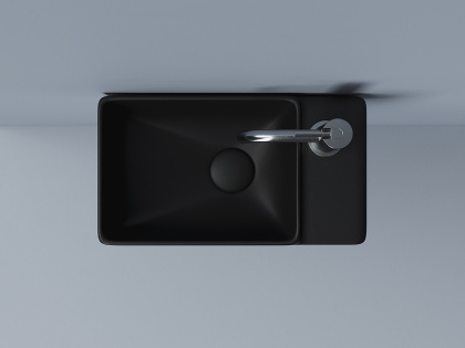 Умывальник подвесной прямоугольный (чаша слева, отверстие под смеситель справа) цвет черный матовый Element 395*220*125мм