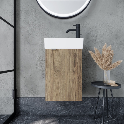 Тумба подвесная SANCOS Mini 355х205х500, с распашной дверцей, внутри 1 полка, дуб чарльстон , арт.MN35ECHR