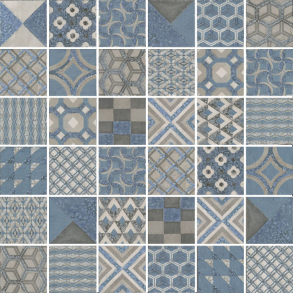 Декор VT416B\MM Онда 2 синий 30см*30см*9мм (1уп/7шт/0,63м2) мозаичный, шт