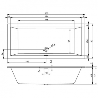 Акриловая ванна Riho Rething Cubic 200x90 Акриловая ванна Riho Rething Cubic 200x90