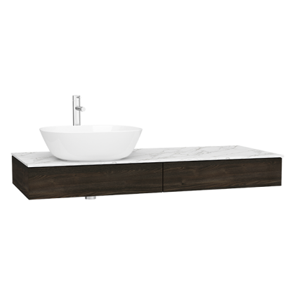 Модуль 120 см под раковину с выдвижным ящиком, левосторонний, темный вяз