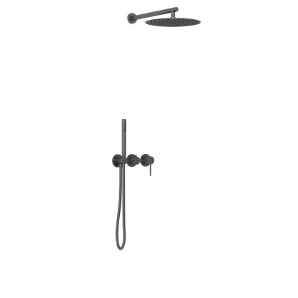 Душевой комплект Groove VSFW-4G01GM встраиваемый, 2 режима, 30см верх душ, вороненая сталь