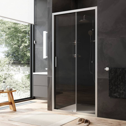 W90G-100-1-195MG Gem Solo Дверь душевая 100х195, стекло тонированное, профиль матовый Хром