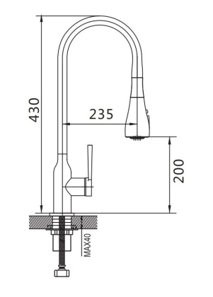 Смеситель для кухни латунь, черный S163Т