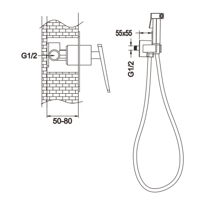 Гигиенический душ со смесителем Rose R1605Q, бронза