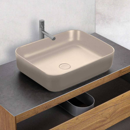 Раковина керамическая Vincea VBS-105MC, 500*390*130, накладная, цвет капучино матовый Раковина керамическая Vincea VBS-105MC, 500*390*130, накладная, цвет капучино матовый