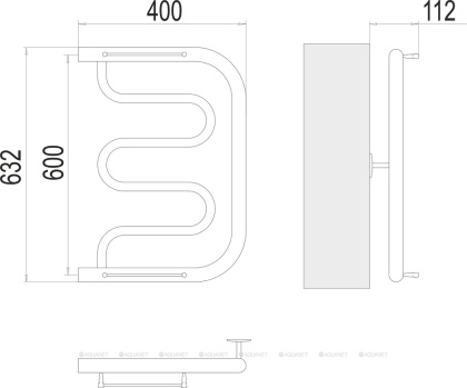Полотенцесушитель Terminus Фокстрот (1")600х400 Полотенцесушитель Terminus Фокстрот (1")600х400