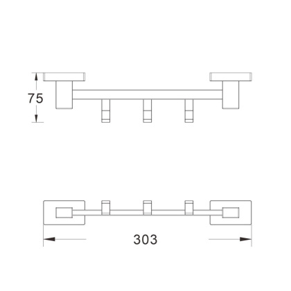 Планка с 3 крючками, SG5631 Shevanik, Хром