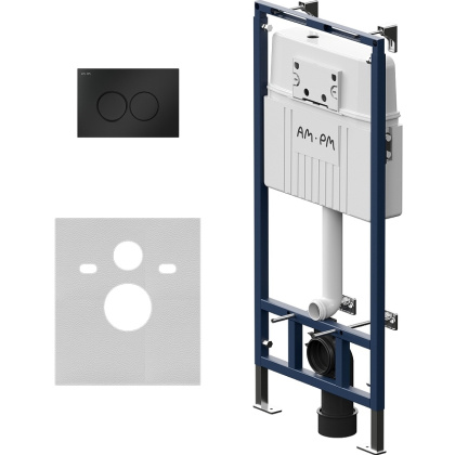 IS100138.701700 Инсталляция MasterFit с клавишей L черн мат с подвесным унитазом Spirit V2.0 FlashClean с сид м