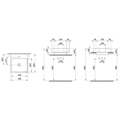 Раковина Scala Arch накл., 480*480, 1 отв. смес.,черный 1076-005-0126, шт