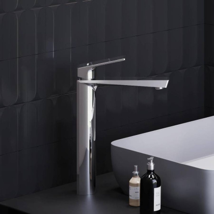 400250000 Merkur  высокий Смеситель для умывальника, Хром