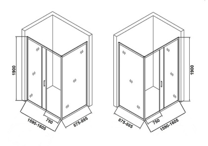 Душевой уголок Orange E23-16090TCR без поддона 160х90, стекло прозрачное