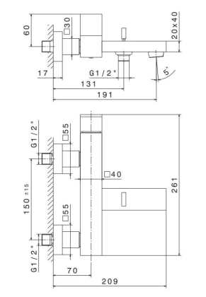 Смеситель для ванны FUTURA настенный, хром Смеситель для ванны FUTURA настенный, хром