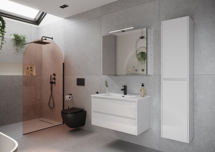 Тумба подвесная SANCOS Libra 890х450х500, c двумя ящиками оснащенными доводчиками, белый глянец , арт. LB90W